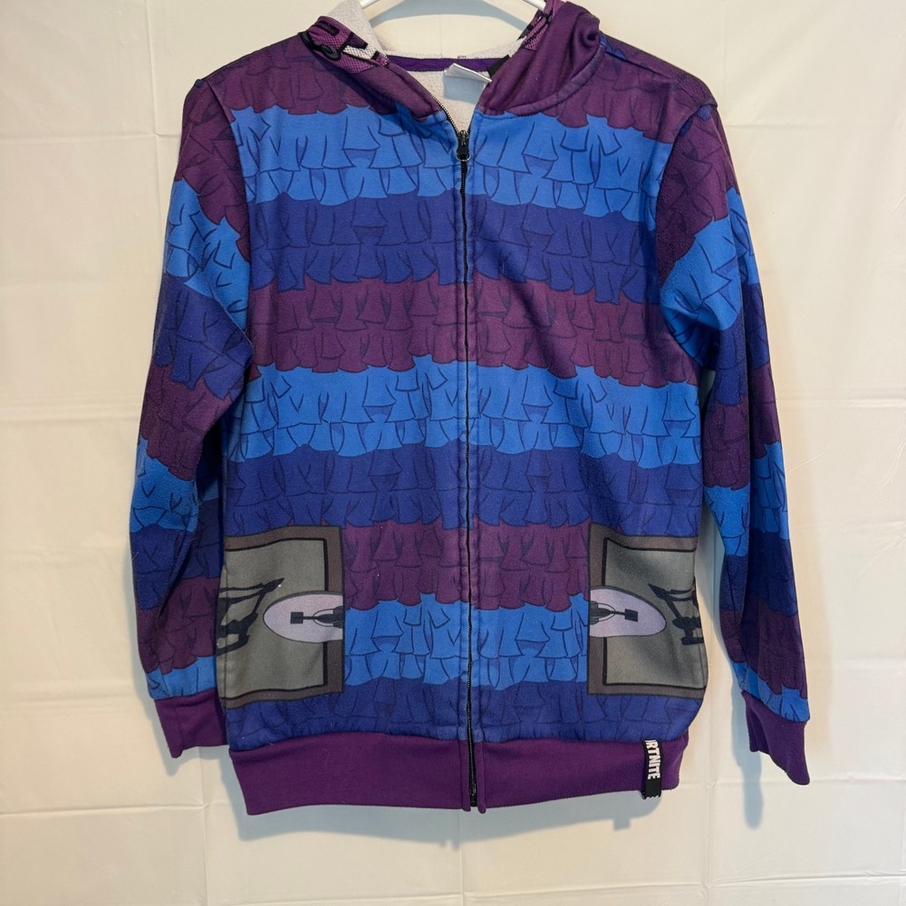 Fortnite Llama‎ Zip Up Hoodie Kids Youth Gaming Purple Blue